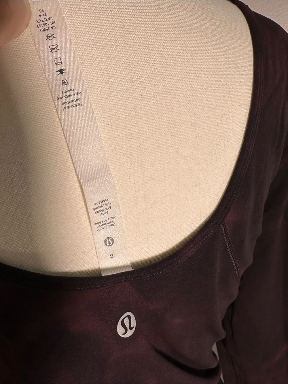 Lululemon Align Diamond Dye Long-Sleeve Shirt Burgundy & Black Size 8